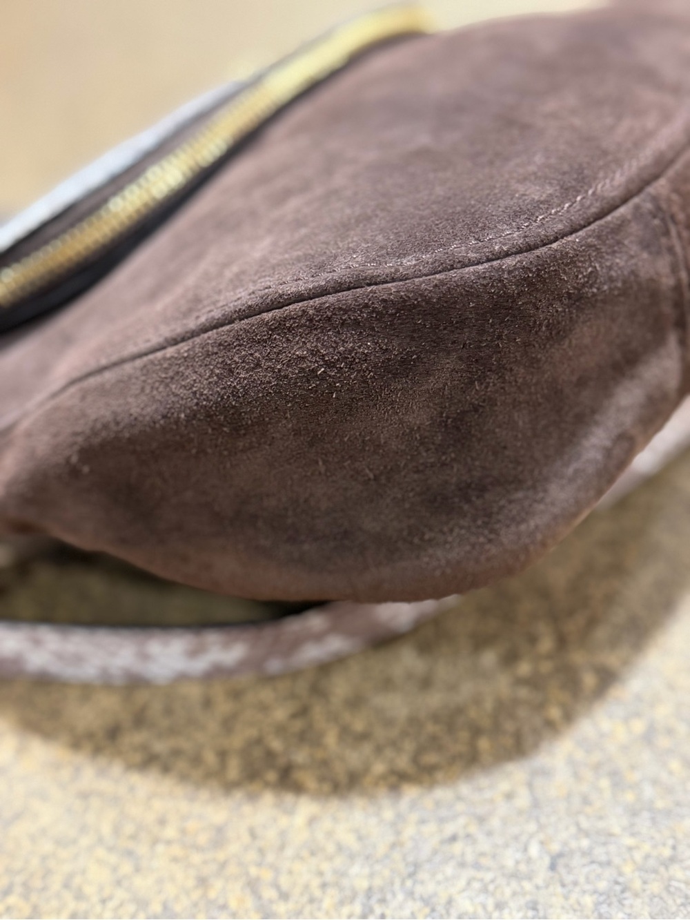 Michael Kors Brown Suede Crossbody with Snake-Print Flap - Picture 6 of 12